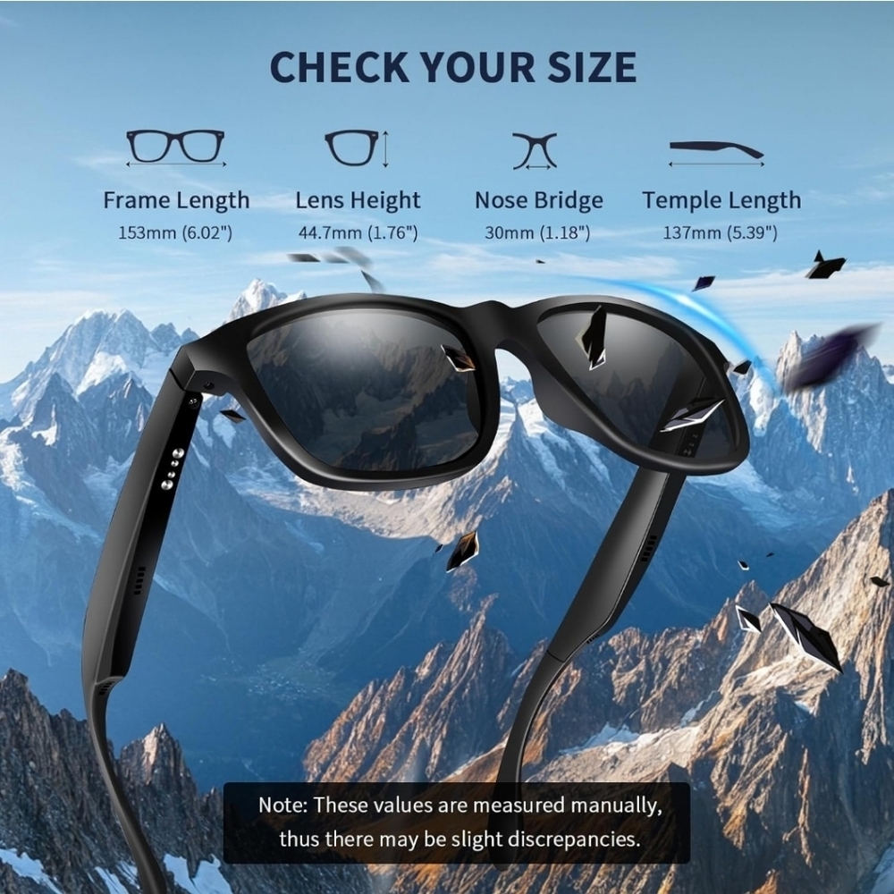 NWT Laxasfit D11 Plus Smart Audio Sunglasses Bluetooth Call Polarized - Picture 9 of 17